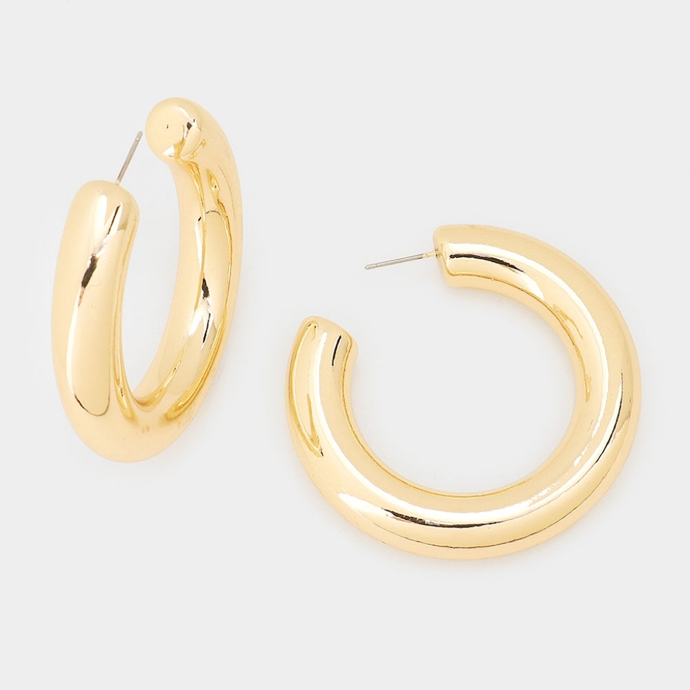 Gold Hoop Earrings 2.2" Chunky Cute Casual Simple Jewelry Fashion Accessories